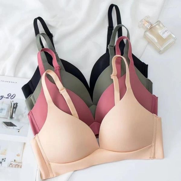 Sutiãs estilo japonês sem costura conforto sem fio roupa interior feminina sem anel de aço bralette 3/4 copo sutiã brilhante lingerie feminina