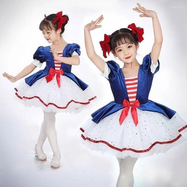 Abbigliamento da palcoscenico Vestito da balletto per ragazze di colore blu Tutu classico professionale per bambini Costumi da ballo per ballerine del Lago dei cigni rossi