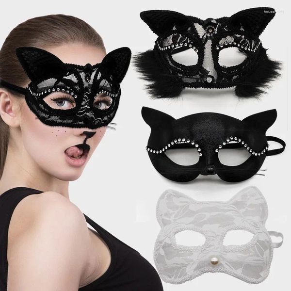 Party Supplies Frauen Sexy Exotische Weibliche Spitze Maske Halbgesicht Fuchs Katze Ohr Cosplay Halloween Karneval Nachtclub Ball Punk SM Erwachsene Spiel