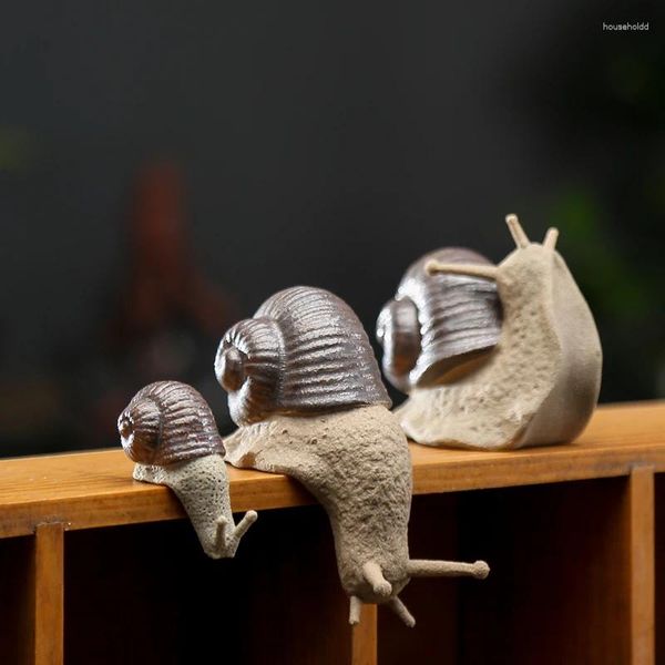 Estatuetas decorativas sala de estar pequenos enfeites de caracol t cerâmica bonsai micro paisagem home decoração acessórios chá