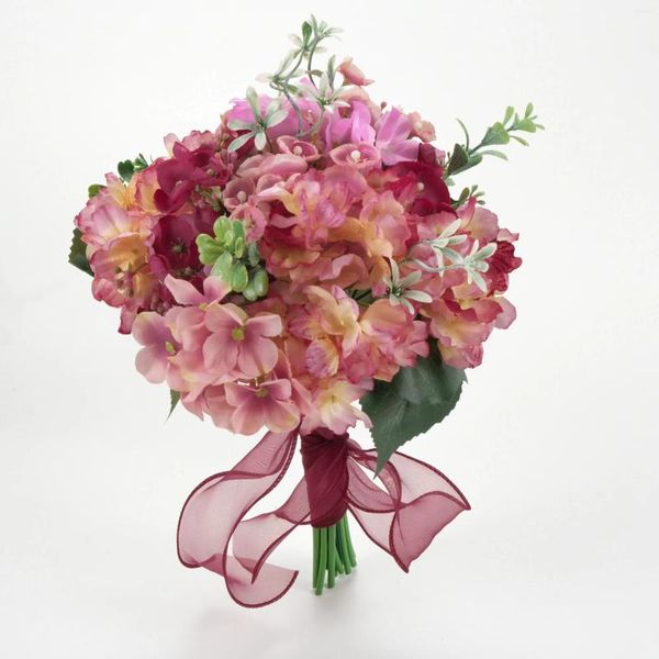 Fiori decorativi Testa di fiore di seta artificiale Materiale Pacchetto combinato Set per matrimonio fai da te Lancio nuziale Bouquet Disposizione floreale Ortensia