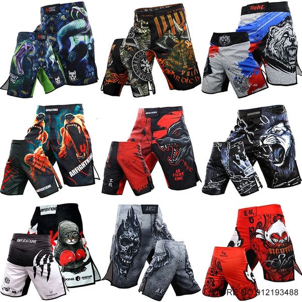 Pantaloni MMA Stampa Pantaloncini Muay Thai Pantaloncini da boxe da combattimento da uomo Fitness Sport Sparring Kickboxing Grappling Arti marziali Gear 240119