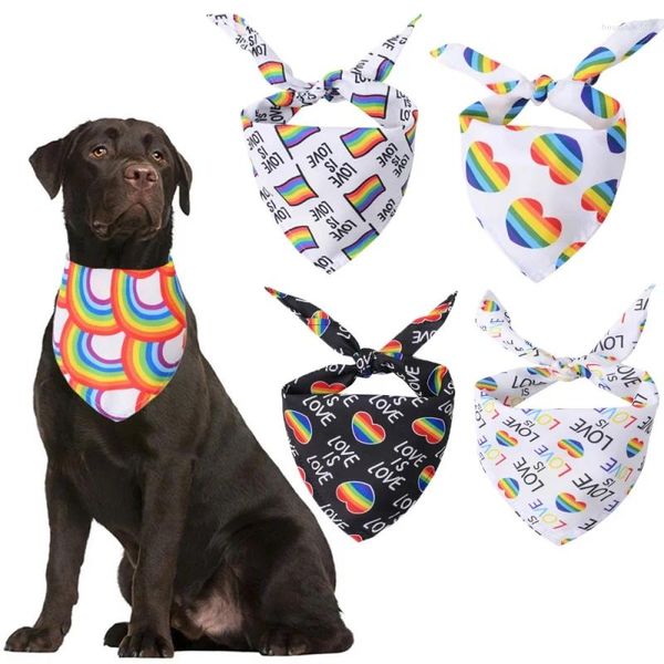 Köpek giyim 1pc Pet Bandana yaka boyunbesi gökkuşağı üçgen boyun atkı tükürük havlu mendil moda aksesuarları malzemeleri