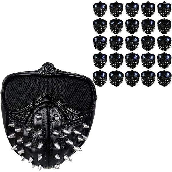 Articoli per feste Gioco Watch Dogs 2 Marcus Wrench Cosplay Maschera LED in resina 25 tipi di maschere per rivetti luminosi