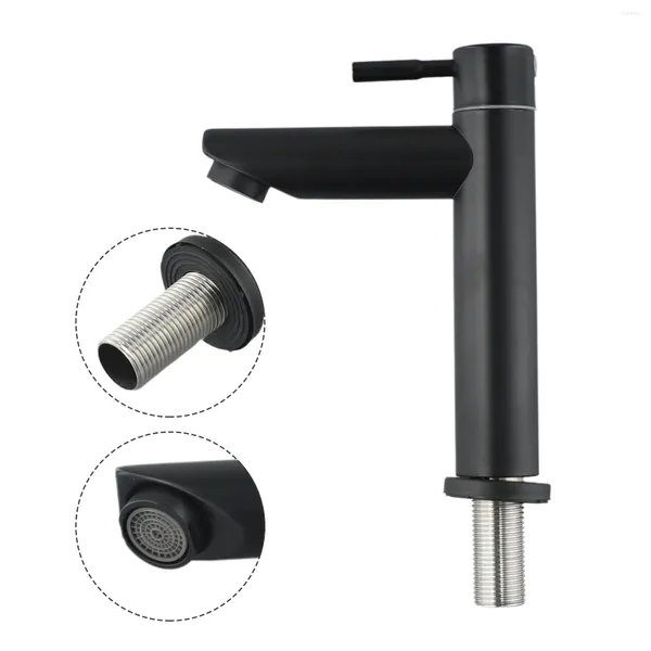 Rubinetti per lavandino del bagno Rubinetto per lavabo da cucina/bagno Rubinetti per rubinetti opachi monofreddo Parte da cucina universale in acciaio inossidabile nero