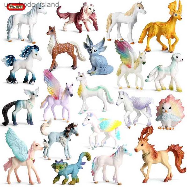 Aktionsspielfiguren Oenux Original echtes Märchen Fliegenpferd Simulationstier Mythische Elfen Elfe Pegasus Actionfiguren Modell PVC Niedliches Kinderspielzeug