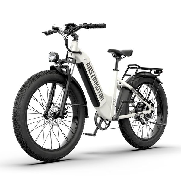 ABD Stok Aostirtotor Kraliçe Elektrikli Bisiklet 52V 1000W Mountain Ebike 52V 15AH Pil 26inch 4.0 Yağ Lastiği Renk-U-LCD Ekran Hidrolik Fren Çift Omuz Büyük Çatal