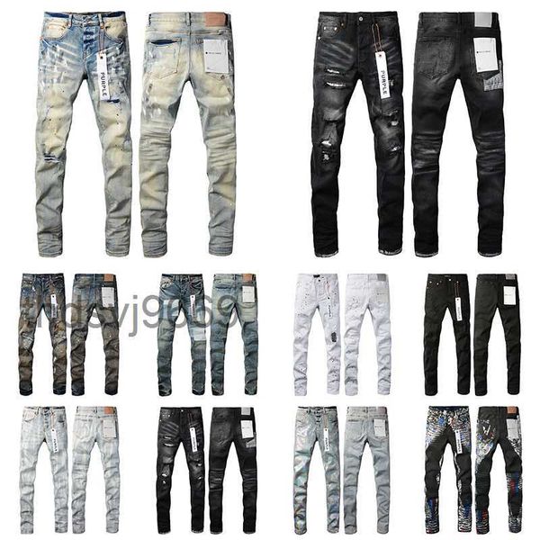 Jeans viola Uomo Donna Designer Moda Stile Personalità Motociclisti strappati in difficoltà Denim Cargo per uomo Nero Blu Mix and Match Pantaloni X3LP