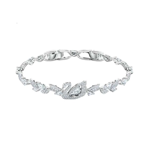 Дизайнерский браслет Swarovskis для женщин, оригинальное качество, браслеты с подвесками, прыгающий кристалл, лебедь, браслет на пуговицах, женский элемент, вдохновляющий гусь