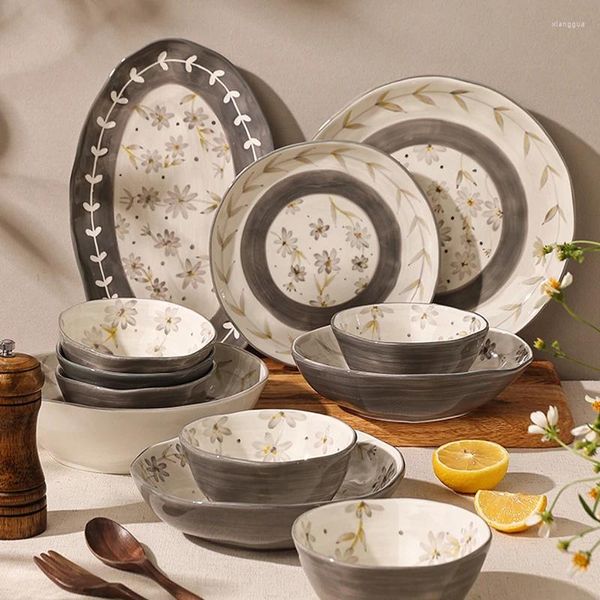 Наборы столовой посуды Полный набор посуды Керамическая посуда Посуда Тарелки Сервировочный поднос Суповая миска Фрукты Jogo De Jantar Complete