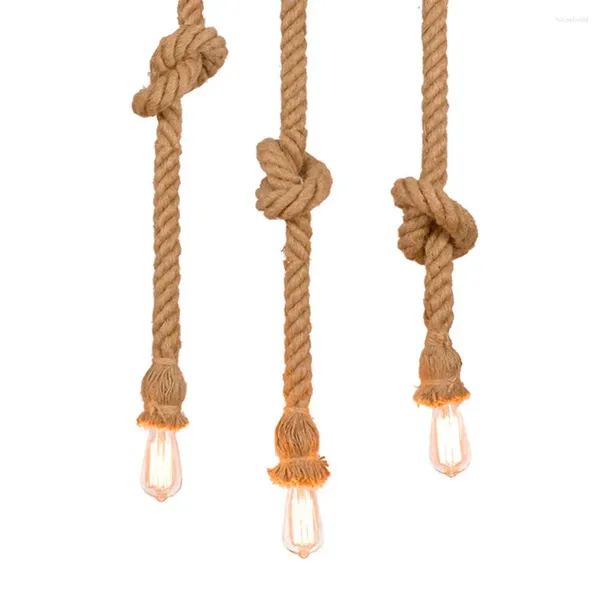 Lâmpadas pendentes retro vintage corda de cânhamo luz americana industrial pendurado criativo loft estilo country teto e27 edison led