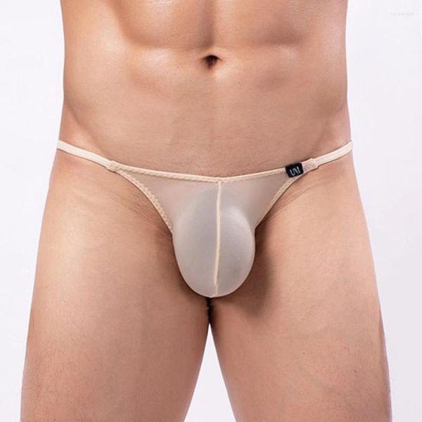 Cuecas sexy homens pênis bolsa roupa interior malha ultra-fino biquíni tangas homem baixo aumento g-string cuecas transparentes alta calcinha elástica