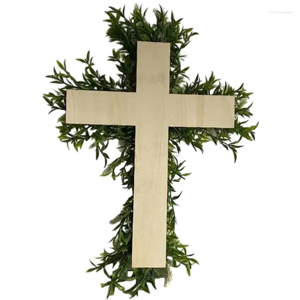 Dekorative Blumen 367A Türschild, religiöse Ostern-Hängedekoration, künstlicher Blumenkranz