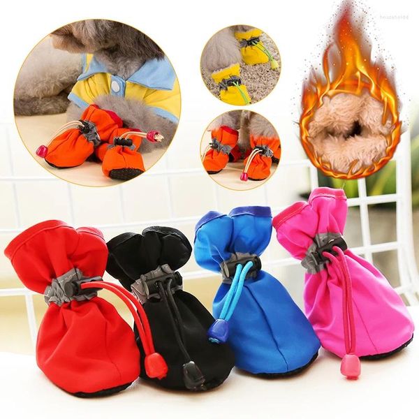 Abbigliamento per cani 4 pezzi / set Scarpe per animali domestici impermeabili Stivali da pioggia antiscivolo Calzature per cani di piccola taglia Stivaletti per cuccioli Accessori per zampe