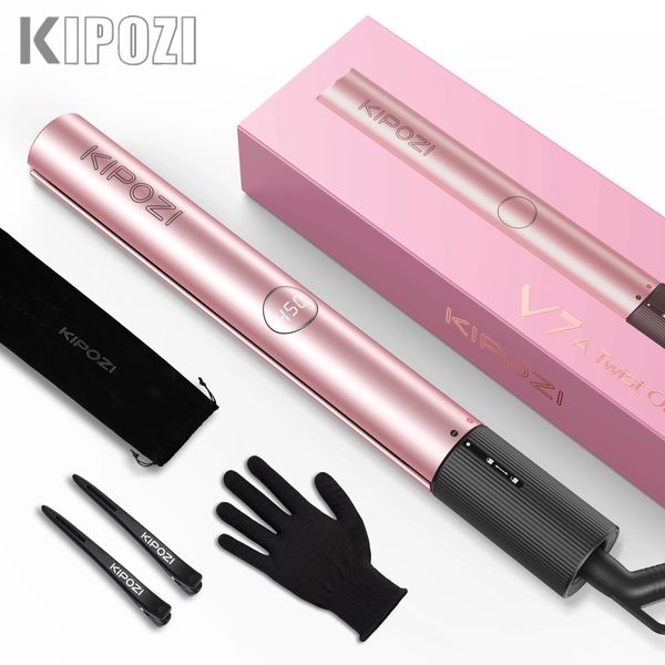 KIPOZI Professional Hair Striaghtener Nano Instant Heating Glätteisen 2-in-1-Lockenstab mit LCD-Display 240126