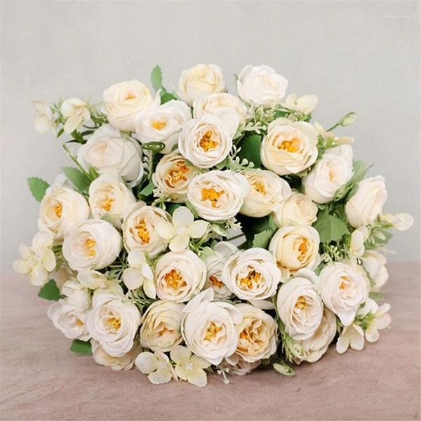 Fiori decorativi Rosa artificiale Peonia Lilla Bouquet Seta Vero tocco Matrimonio Festa Tavolo da salotto Falso