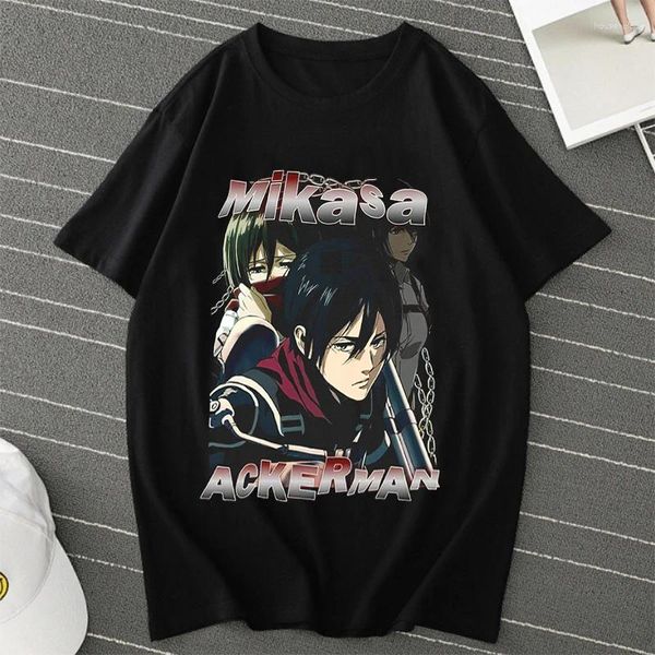 Magliette da uomo Magliette anime Ackerman Eren Yeager Mikasa Camicia Moda Vintage Tee Unisex High Street AOT T-shirt Top