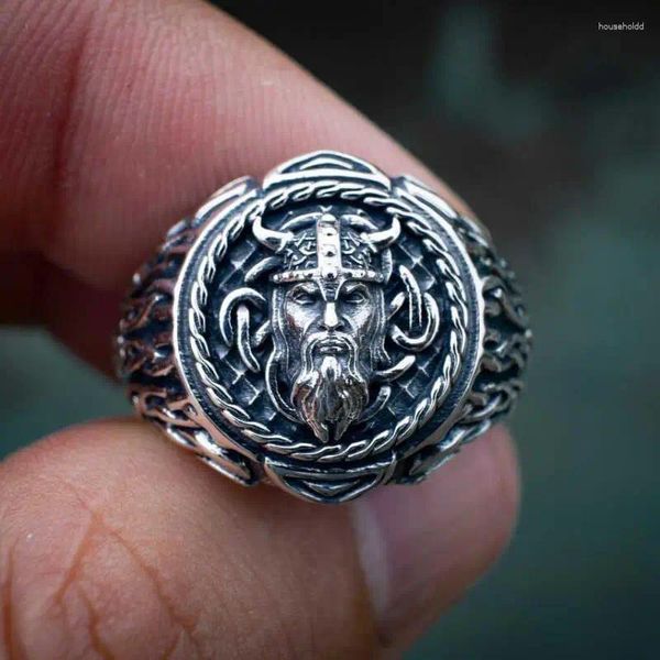 Cluster Ringe HOYON 925 Sterling Silber Farbe Retro Thai Nordic Celtic Viking Stil Kopf Ring Domineering Herren Kostenloses Einkaufen