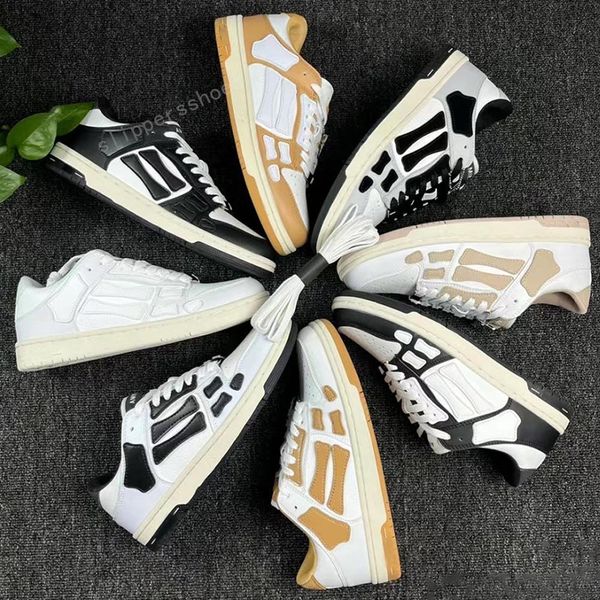 Yeni Skel Top Hi Spor Sneakers Bandana Moda Ayakkabıları Bahar Sneaker Erkek Kadın Günlük Ayakkabılar Tasarımcısı Düşük Ayakkabı Ami Imiri Deri Kemikler Aplike Üst Tabanlı Spor