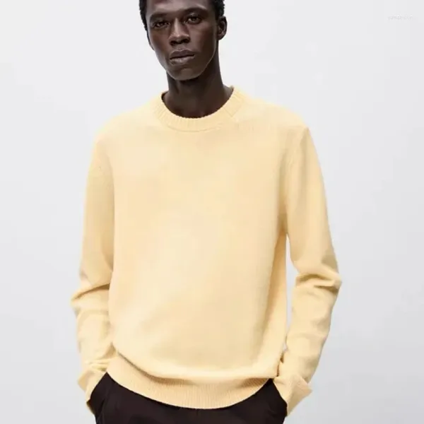 Suéteres femininos homens outono e inverno em torno do pescoço amarelo lã cashmere camisola de malha