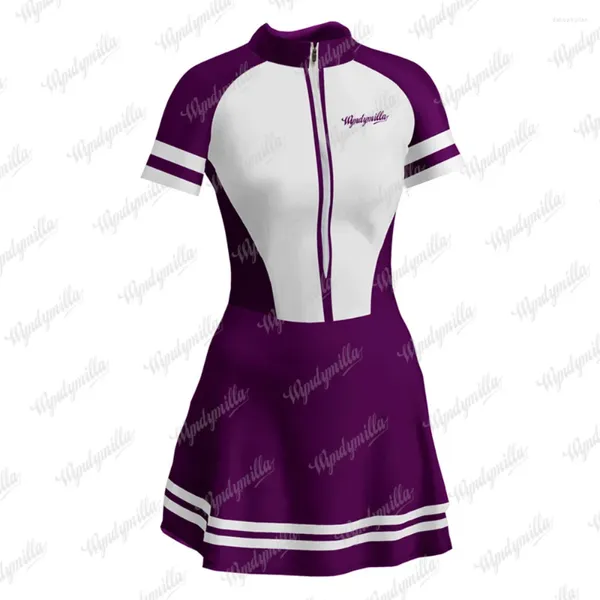 Set da corsa Maillot Vestidinho Gonna da corsa Donna Ciclismo Triathlon Dermotuta Mtb Bike Outfit Abito Lycra traspirante