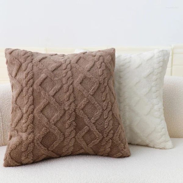 Pillow S Moderner, einfarbiger Bezug aus weichem Twist-Plüsch, 45,7 x 45,7 cm, Kissenbezug im nordischen Wohnstil, geeignet für Sofa-Dekoration