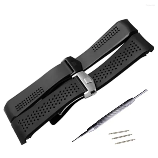 Assista Bandas 20mm 22mm 24mmm para Tag Top Borracha Silica Gel Strap Watchband Dobre Borboleta Fecho de Aço Inoxidável