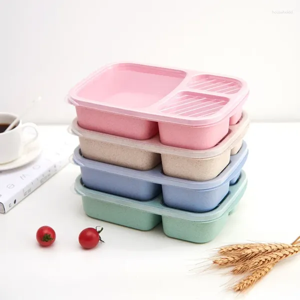 Geschirr-Sets, Mikrowellen-Lunchbox, Weizenstroh, Bento mit Fach, Picknick-Boxen, Lebensmittelbehälter, Kinder, Schule, Erwachsene, Büro, Lunchbox