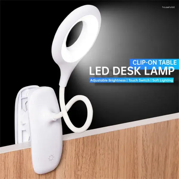Lâmpadas de mesa LED lâmpada quarto decoração mesa luz toque clipe estudo flexível gooseneck desktop usb recarregável crianças presente