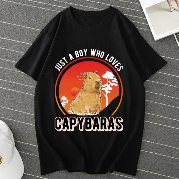 Herren T-Shirts Capybara Hemd Just Ein Junge, der Capybaras T-Shirts Harajuku Hip Hop Lustige Tee männlich Streetwear T-Shirt Männer T-Shirt Kleidung