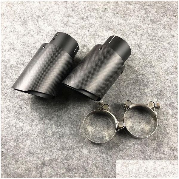 Silenziatore 2 pezzi nero opaco in fibra di carbonio Akrapovic punte di scarico Er Styling Drop Delivery cellulari moto parti sistema Dh3Nb