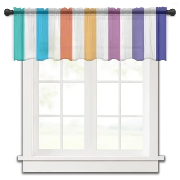 Tenda strisce colorate piccola finestra tulle velato breve camera da letto soggiorno decorazioni per la casa tende in voile