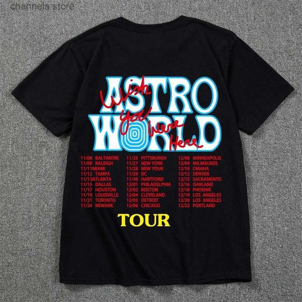 T-shirt da uomo 2023 Nuova estate Hip Hop T Shirt Uomo Donna Cactus Jack Harajuku T-shirt in puro cotone SEI QUI Lettera Stampa Tee Tops T240202