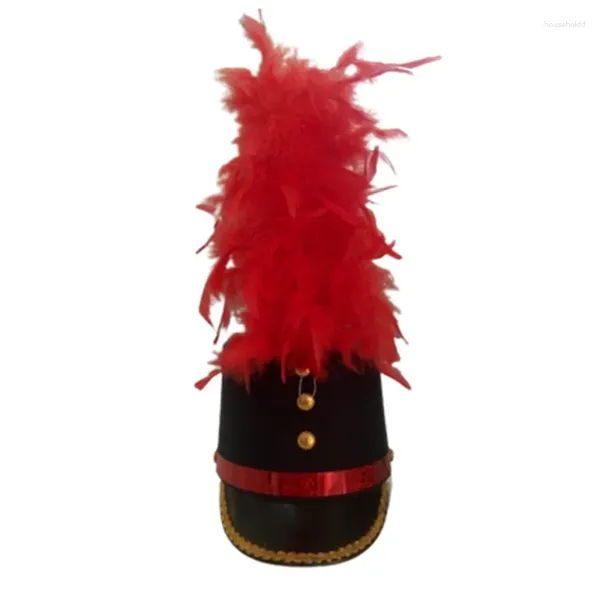 Fontes de festa unissex desempenho do exército chapéus superiores com penas festival headwear militar tambor boné carnaval cantor dançarino acessórios