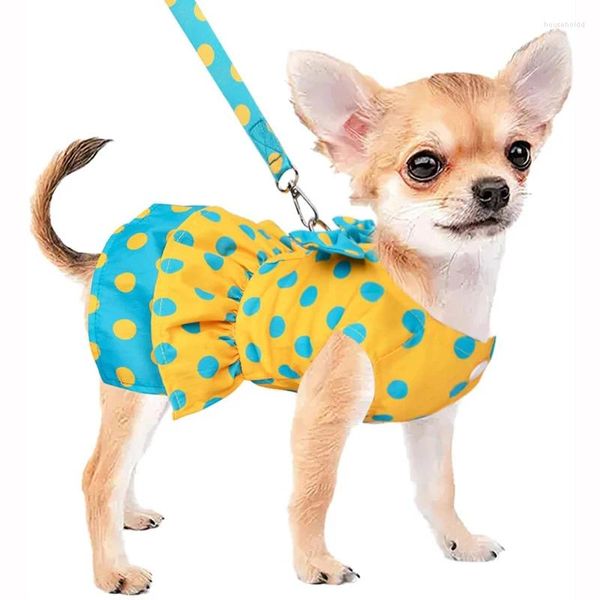 Hundebekleidung Luxus-Bowknot-Kleid für kleine Hunde Sommer Yorkie Chihuahua Mädchen Welpenkleidung Prinzessin Geschirr und Leine Set