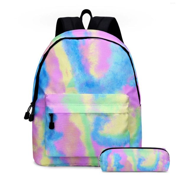 Schultaschen Marke 2 teile/satz Tie Dye Druck Mädchen Rucksack Grundschüler Kinder Schultasche Mit Bleistift Tasche Daypack Mochila