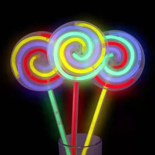 Lollipop Glow Stick Floresan Işık Çubukları Çocuklar İçin Yetişkinler Karnaval Rave Party Dance Düğün Malzemeleri Noel 240126
