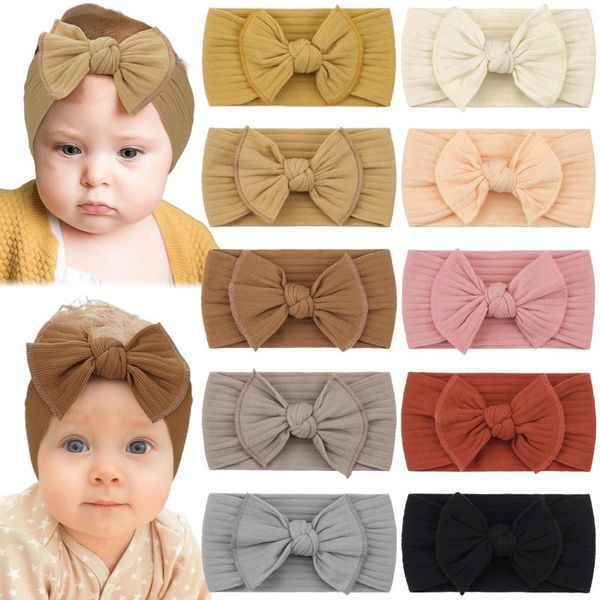 Haarschmuck 10 Stücke Geborenes Baby Stirnband Für Mädchen Elastische Strick Kinder Turban Bögen Weiche Nylon Kinder Kopfbedeckung Großhandel