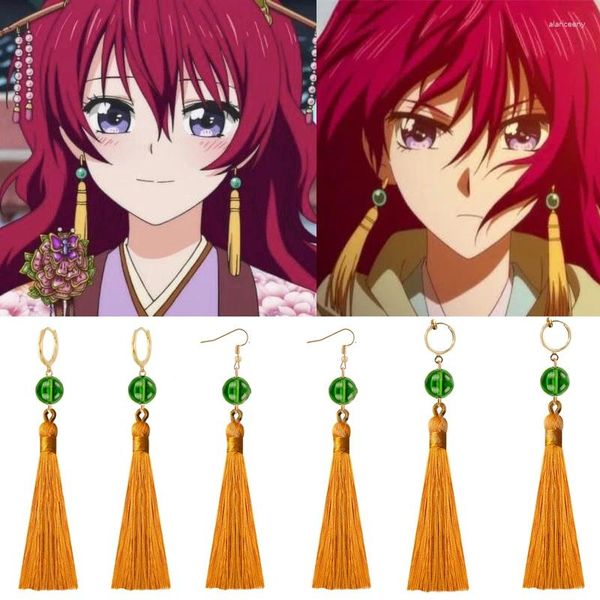 Baumelnde Ohrringe Anime Akatsuki No Yona Prinzessin der Morgenröte Haku grüne Perlen Quaste Cosplay Schmuck Requisiten für Frauen