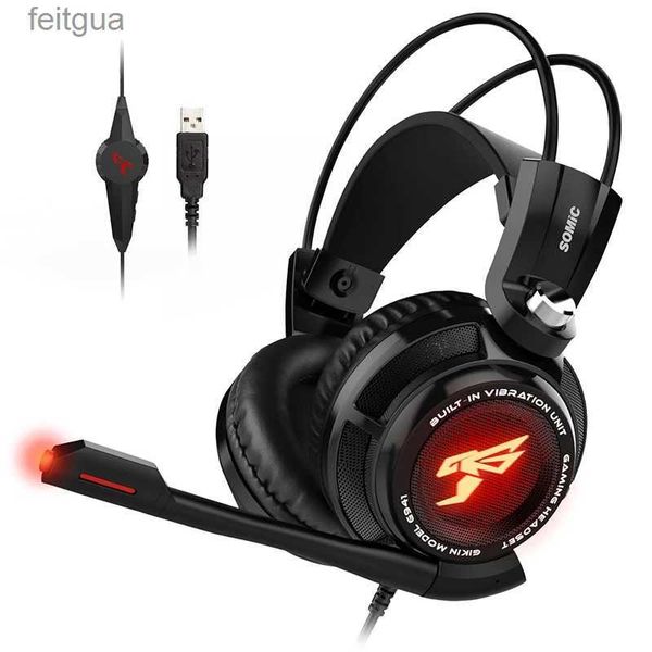 Handy-Kopfhörer USB 7.1 Surround Wired Gamer E-Sport-Kopfhörer mit Mikrofon über dem Ohr RGB-LED-Licht Headset Gaming Low Latency YQ240202