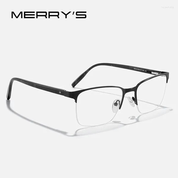 Sonnenbrillen Frames Merrys Design Titanlegierer Square Gläser Rahmen für Männer Frauen halbe Acetat Beine Myopie verschreibungspflichtige Brille S2315