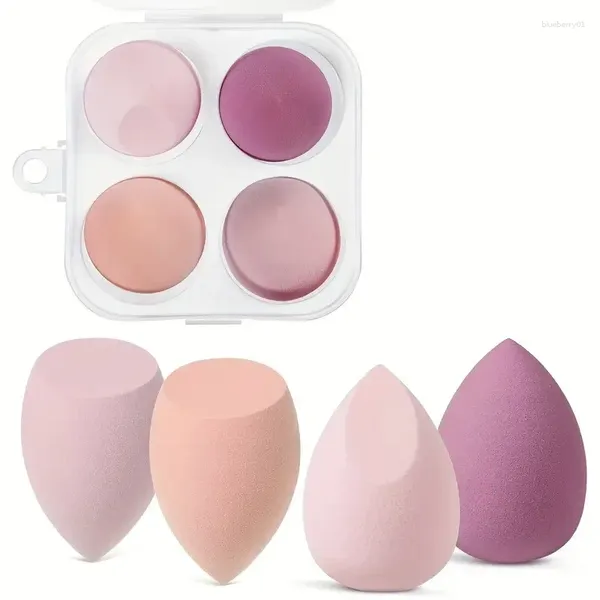 Pincéis de maquiagem 4 pcs esponja liquidificador conjunto seco e molhado cosméticos puffs fundação pó puff combinado portátil beleza ovo ferramenta