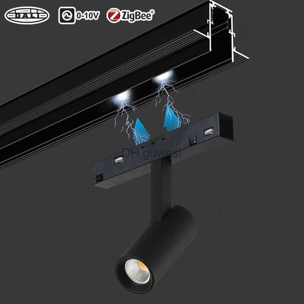 Luzes de pista LED Sistema de iluminação de pista magnética inteligente regulável 48V Dali Zigbee Magnet Spot Light Sala de estar Cozinha Lâmpada magnética linear YQ240124