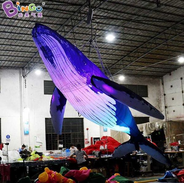 wholesale Pubblicità di eventi all'aperto 6m 20ft Illuminazione gonfiabile Balena Inflazione Modelli animali Blow up Decorazione a tema oceano per le vendite con aeratore Giocattoli Sport