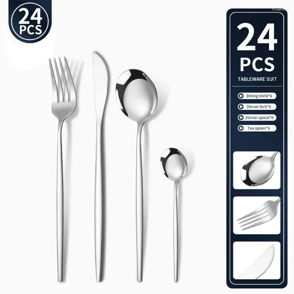 Geschirr Sets 24 stücke Edelstahl Gold Besteck Set Gabeln Messer Tee Löffel Geschirr Abendessen Liefert Küche El Party Geschenk