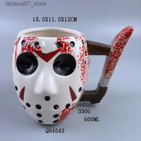 Canecas 2023 mais recente 100ml Halloween Horror Mask Cup Mens Ghost Demon Cerâmica Caneca Criativa Máscara Caneca Presente Pessoal Canecas Xícaras de Café Q240202