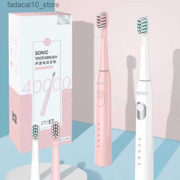 Escova de dentes recarregável escova de dentes elétrica sônica escova ultrassônica tipo C 5 modo Supercharg inteligente LED indicador adulto IPX7 à prova d'água Q240202