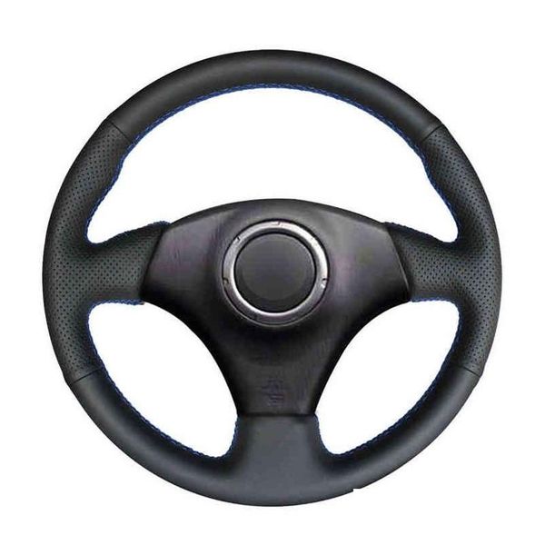 Coprivolante cucito a mano Volante in pelle artificiale Pu nero Ers per Rav4 Ca Matrix Mr2 Supra Voltz Caldina Mrs Corolla Dh7Pg