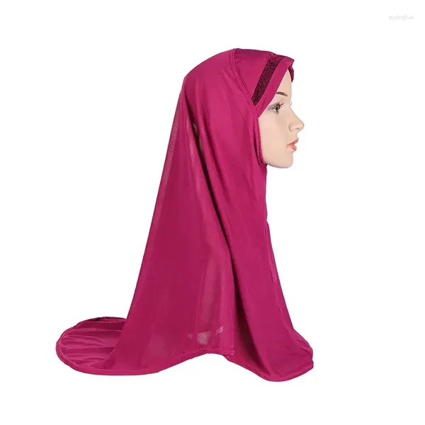 Abbigliamento etnico Hijab Oro semplice arabo musulmano lungo un pezzo sciarpa per le donne