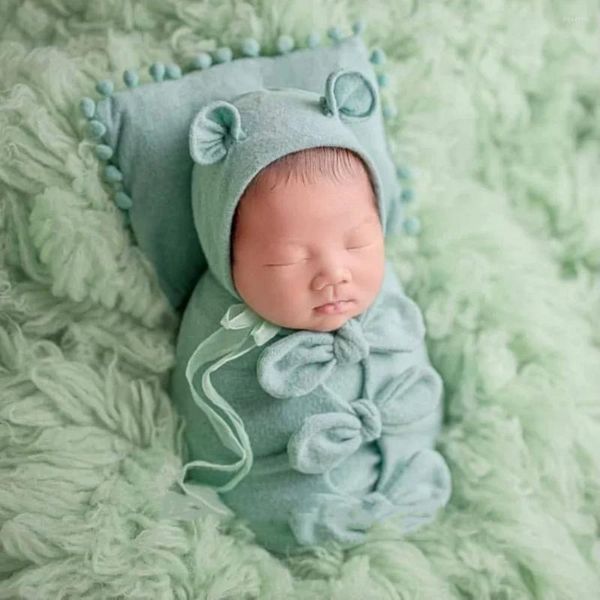 Coperte Born Pography Props Borsa avvolta Baby Full Moon Po Sfondo Costume Cappello Coperta da studio